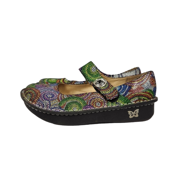 Alegria Paloma Bullseye Leather Mary Jane Clogs Multicolor     Size 41 - Picture 2 of 12